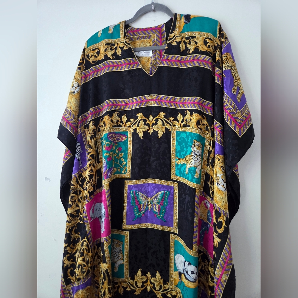 Ruth Norman Vintage Neiman Marcus Colorful Animal Print Kaftan Caftan Dress OS - Picture 5 of 16
